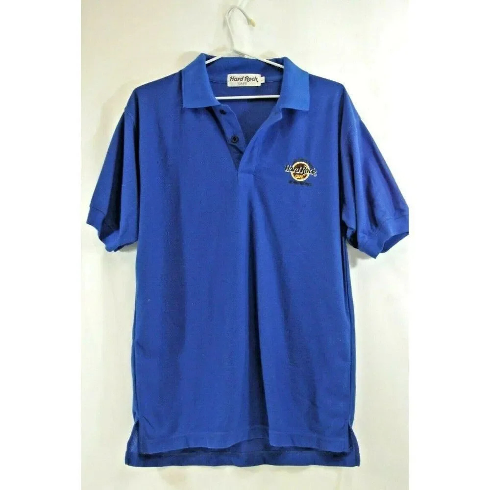 Hard Rock Cafe Hong Kong Polo Shirt Blue Save the Planet Mens Large